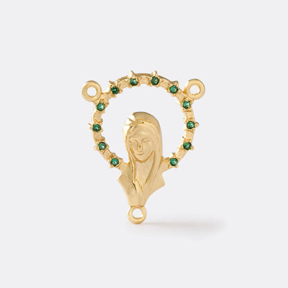 25555V - Crucero Virgen Con Circonias Verde