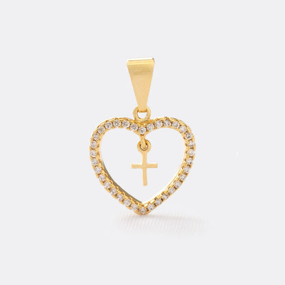 23192 - Dije Corazon Circonias + Cruz Mini