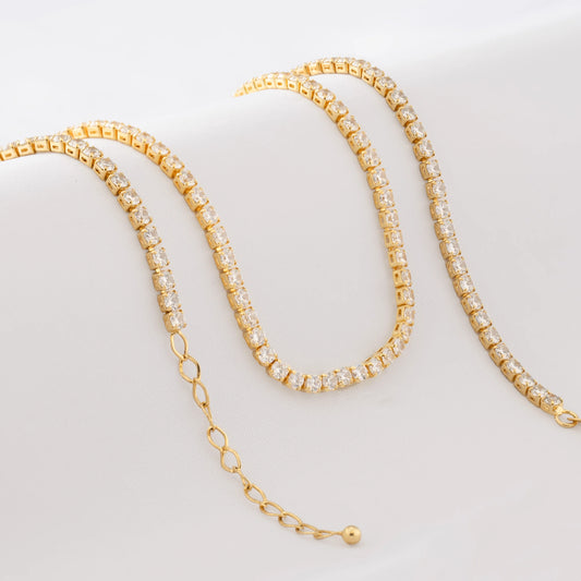 43001C - Cadena Circonias Unisex 45 Cms Cristal