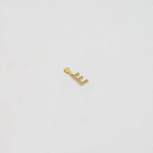 23370E - Dije Silueta Letra E Mediana Con Circones