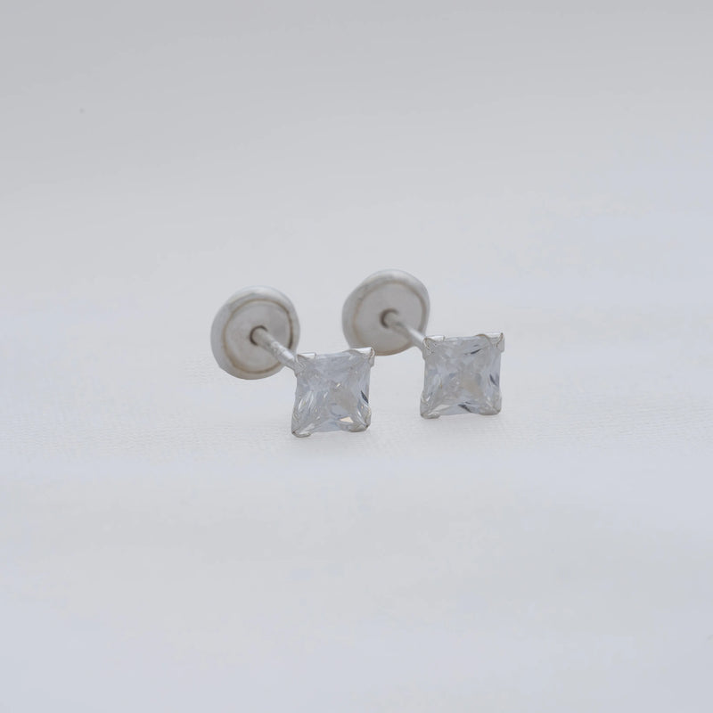 S-35012 - A Topo Solitario Circon Cuadrado 4mm