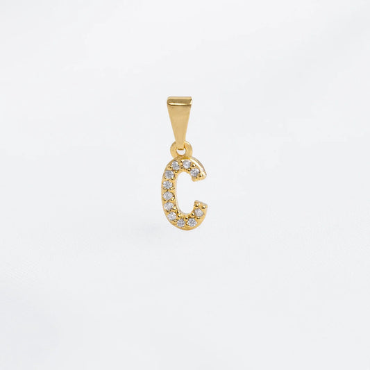 23370C - Dije Silueta Letra C Mediana Con Circones