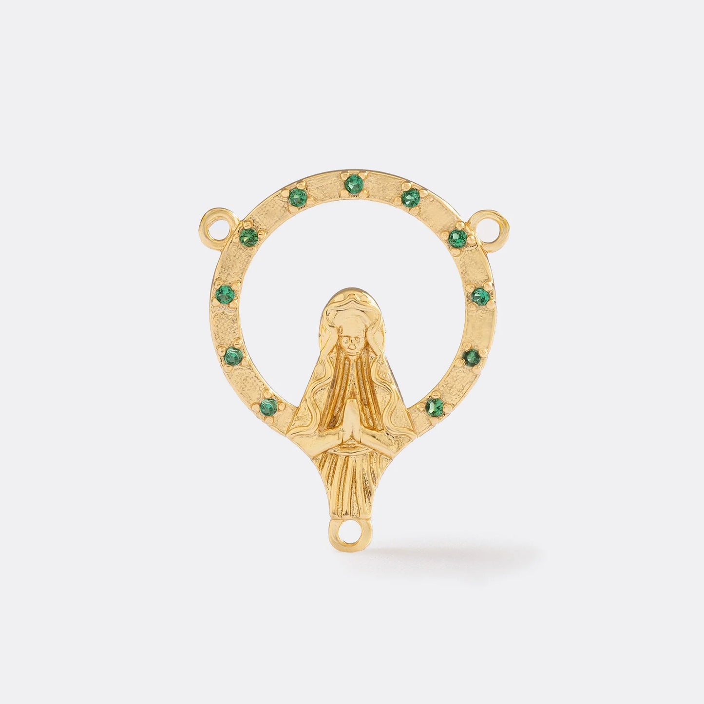 23555V - Crucero Virgen Con Circonias Verde