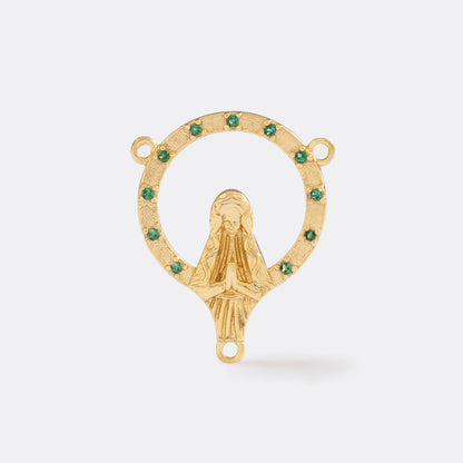 23555V - Crucero Virgen Con Circonias Verde