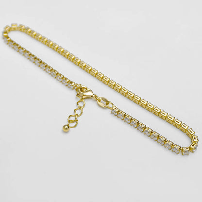 54004C - Tobillera Circonias Cristal Unisex 22 Cms + Extensor