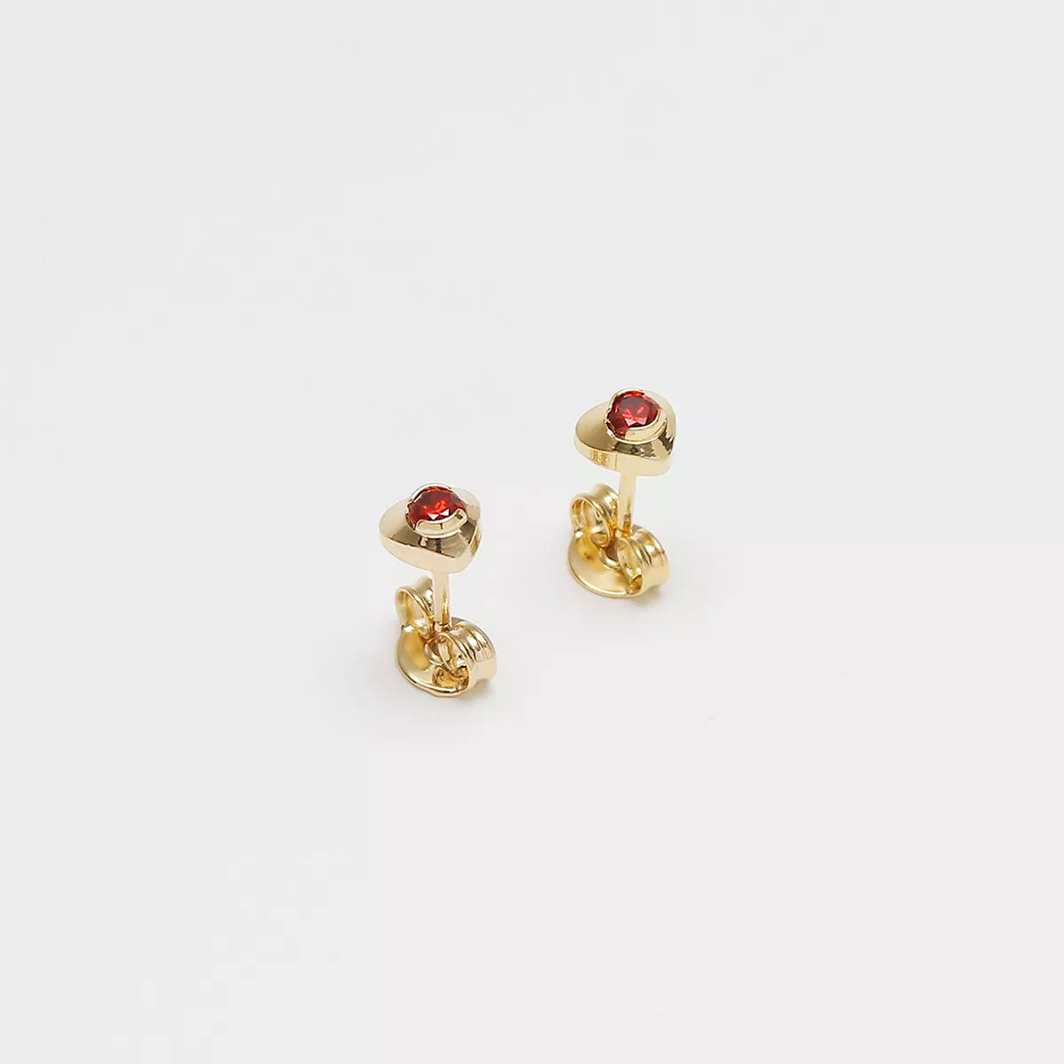 34045R - Topitos Corazón Mini Circonia ROJO