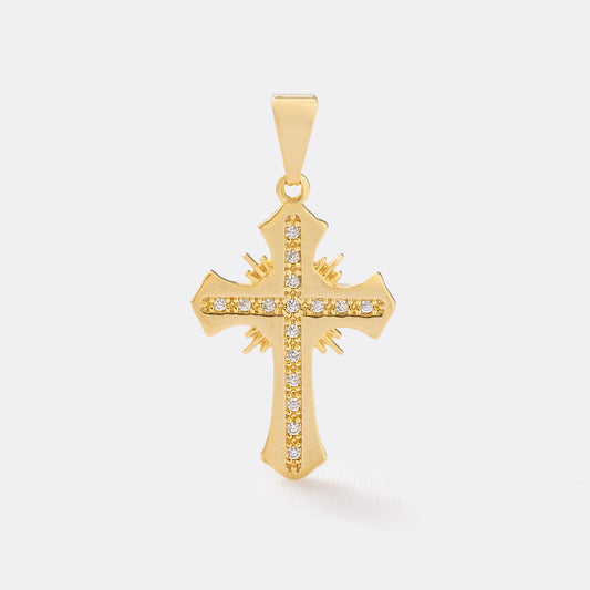 23035C - Dije Cruz Sagrada Circonias Cristal
