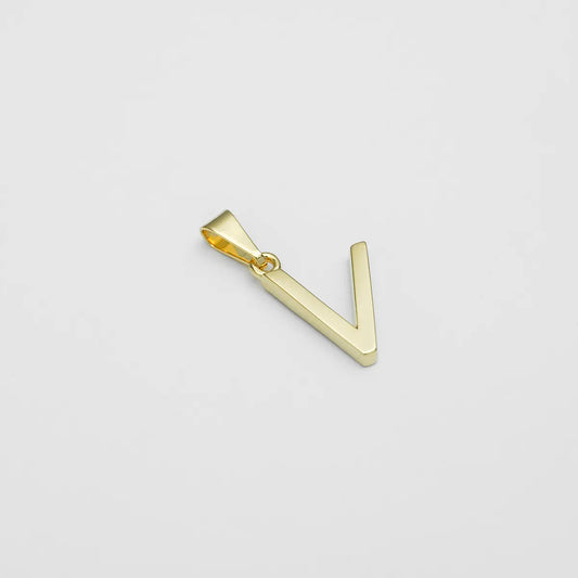 25360V - Dije Silueta Letra V Lisa Grande