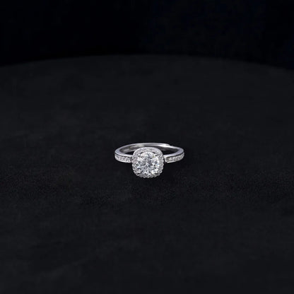 14020 - Anillo Halo Moisanita Cushion Ajustable