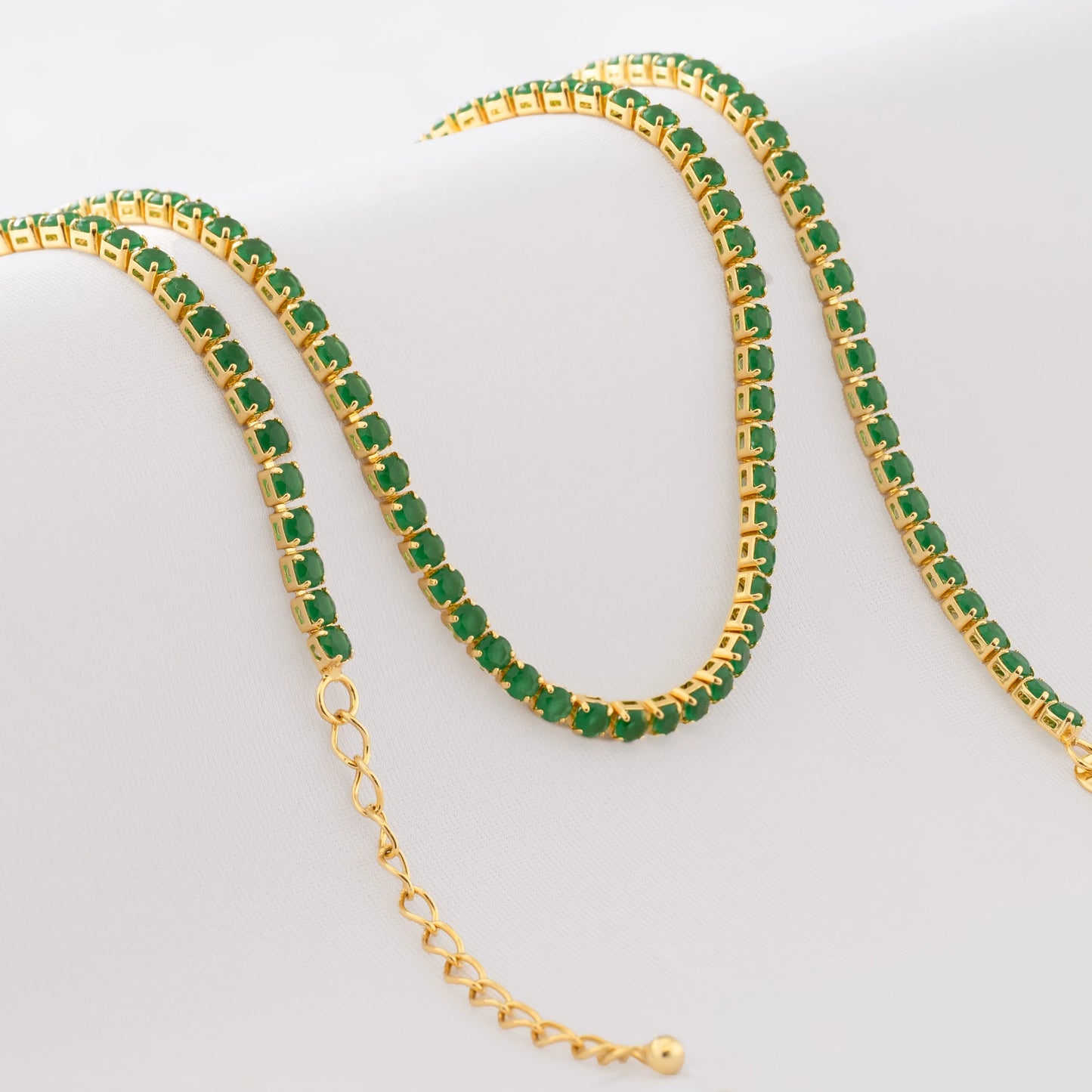 43001V - Cadena Circonias Unisex 45 Cms Verde