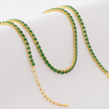 43001V - Cadena Circonias Unisex 45 Cms Verde