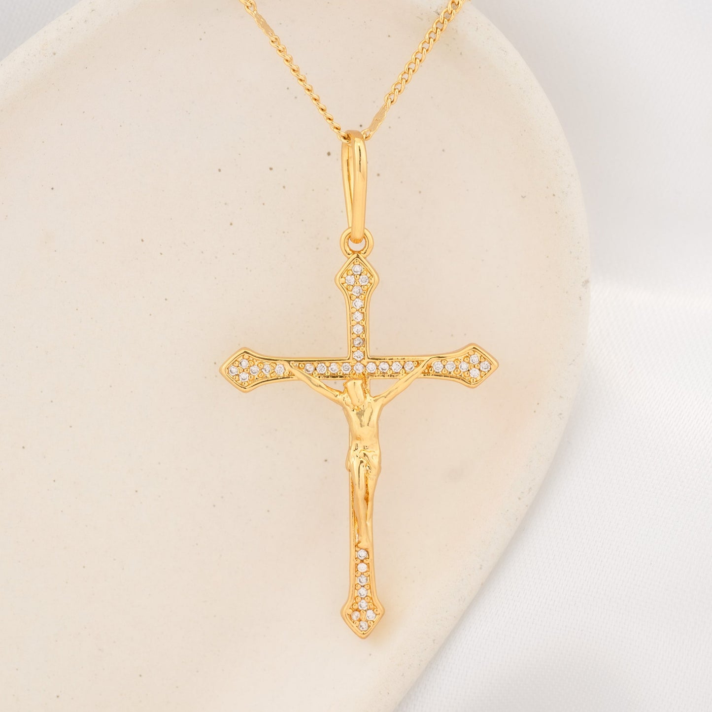 23304 - Dije Cruz Cristo Circonias 4 Cms