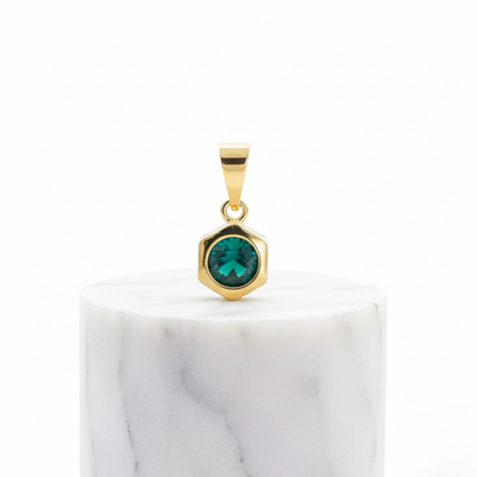 23067V - Dije Hexágono Circonia Verde