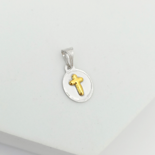 JPO23263 - Dije Medalla Diamantada con Cruz