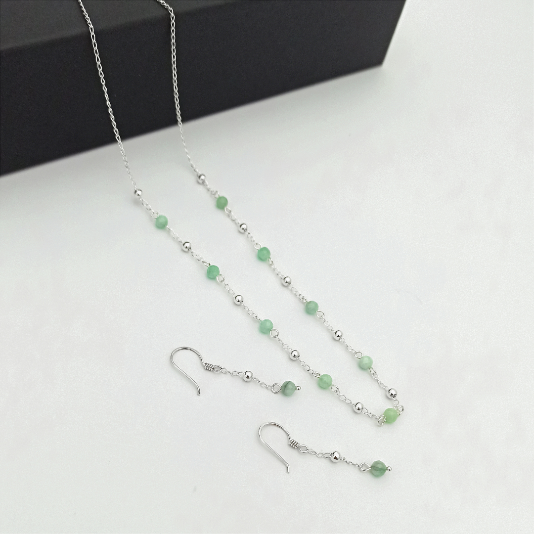 JP61101 - Conjunto Esmeralda Morralla con Cadena y Aretes