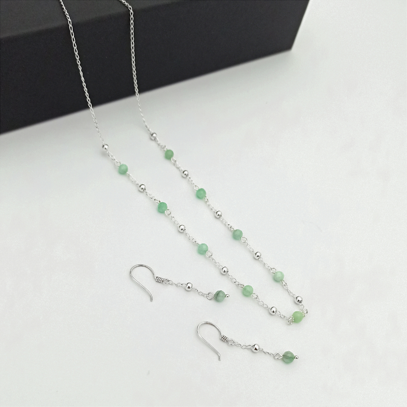 JP61101 - Conjunto Esmeralda Morralla con Cadena y Aretes
