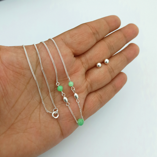 JP61001 - Conjunto Esmeralda Morralla con Cadena y Topitos Balin
