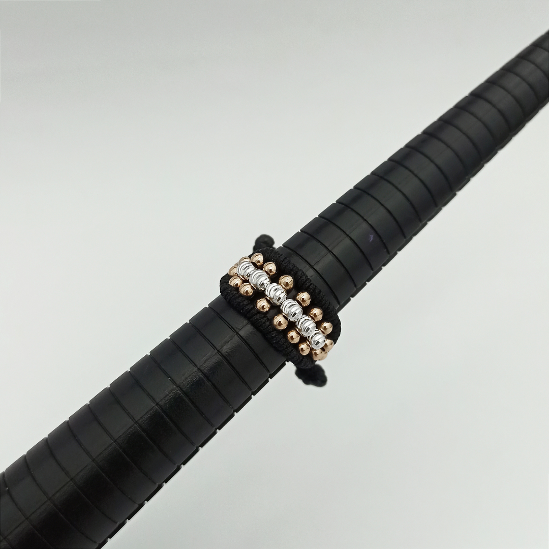 ATP02 - Anillo 3 lineas con balines lisos Diamantados