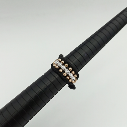 ATP02 - Anillo 3 lineas con balines lisos Diamantados