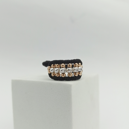 ATP02 - Anillo 3 lineas con balines lisos Diamantados