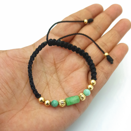 ME04- Manilla con Balines Lisos y Diamantados y Esmeraldas