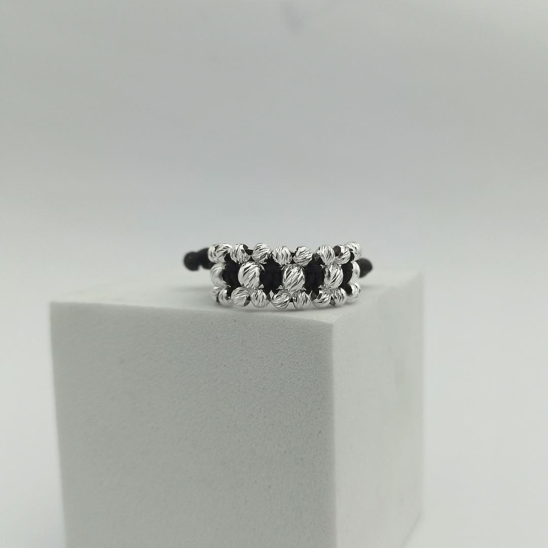 ATP03 - Anillo Tejido Jardin con Balines Diamantados