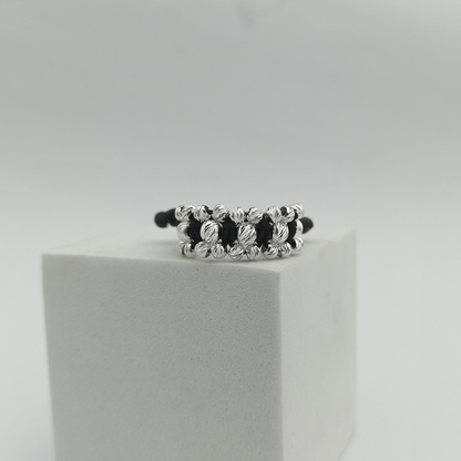 ATP03 - Anillo Tejido Jardin con Balines Diamantados