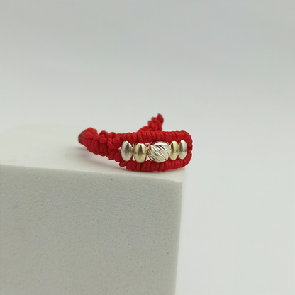 ATP05 - Anillo Tejido con Canutillos Lisos y Balin Diamantado