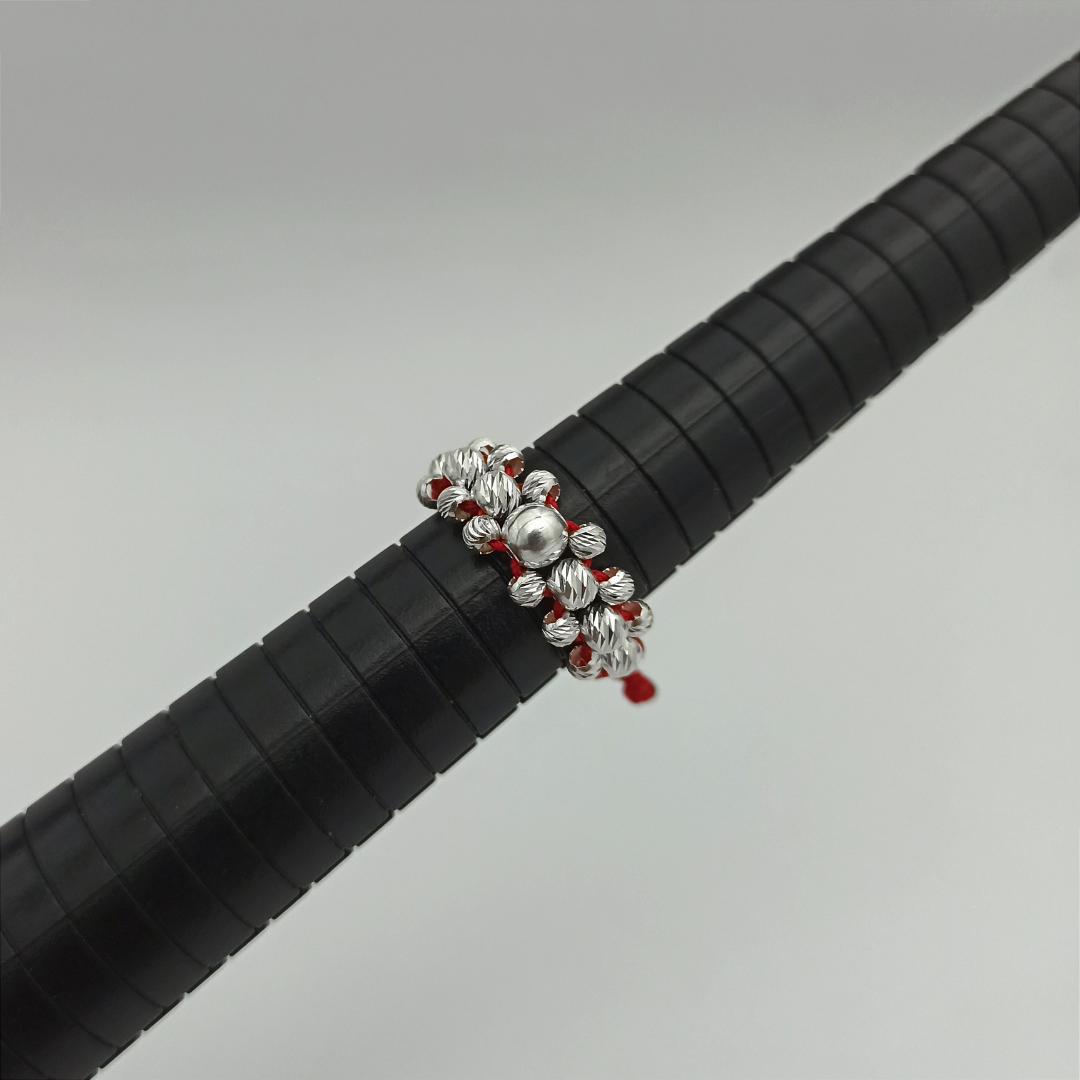 ATP06 - Anillo Tejido con Balines Lisos y Diamantado