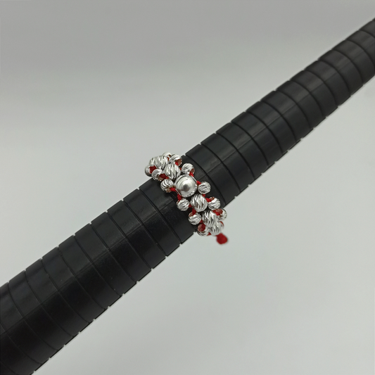 ATP06 - Anillo Tejido con Balines Lisos y Diamantado