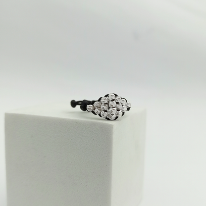 ATP07 - Anillo Tejido en Forma de Rombo con Balines