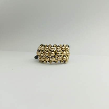 AT18 - Anillo Tejido 7 Lines con Balines Lisos y Diamantados