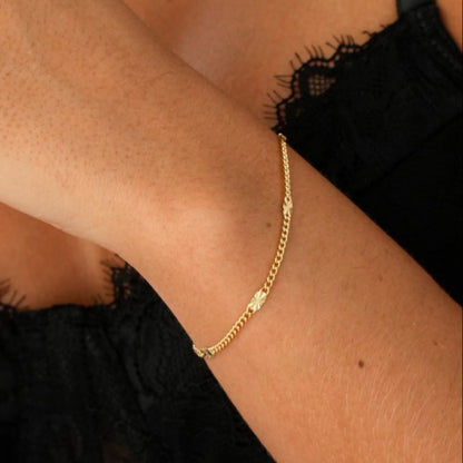 50051 - Pulsera Cubana con Destellos 16 Cms + Extensor