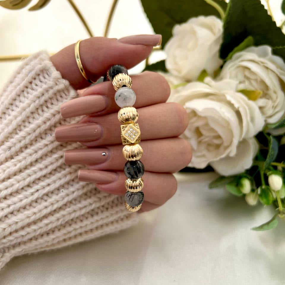 24801C - Herraje Rondel Rombo 8 mm Circonias Cristal