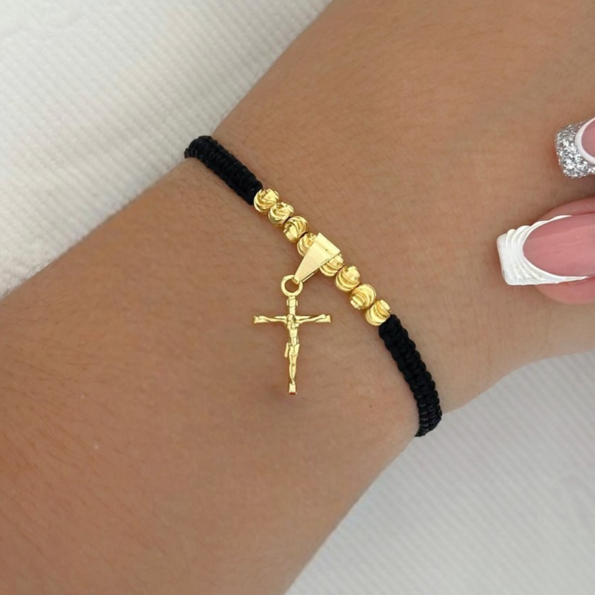 M079 - Manilla Balines y dije Cristo Crucificado Inri